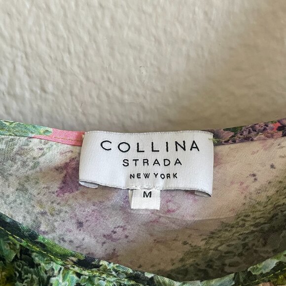 Collina Strada Wisteria Ruffle Silk Top in Cabbage Patch Size Medium - Picture 5 of 10